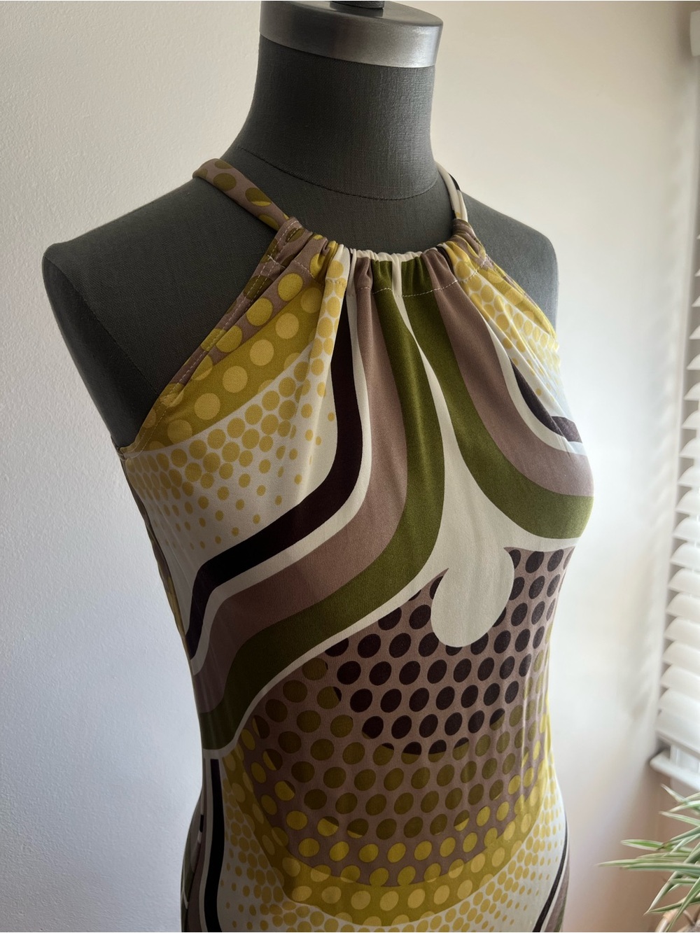 Trina Turk Y2K 100% Silk Halter Neck Mini Dress Size 0